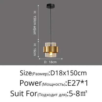 DecorBites™ Golden Pendant Lights for Aisle, Restaurant, Bedroom - Nordic Postmodern Minimalist Style
