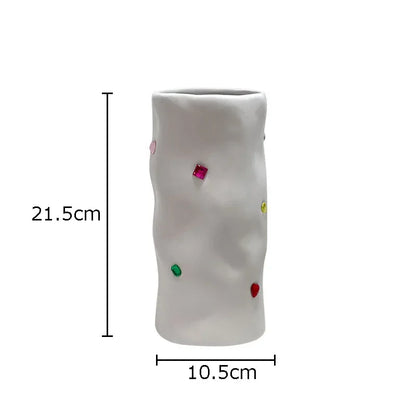 DecorBites™ Gemstone Ceramic Vase: Desk Decor, Floral Arrangement, Room Aesthetic