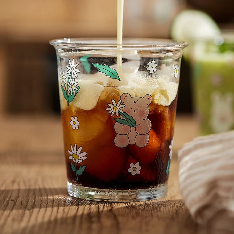 Decorbites™ Niedliches Vierfarbiges Bären-Hasen-Glas-Tee-Kaffee-Becher