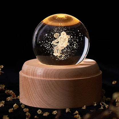 DecorBites™ Crystal Ball Music Box: Rotating Light Projection, Birthday & Valentine's Day Gift