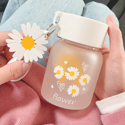 Decorbites™ Gartendaisy-Blüten-Glas-Wasserflasche Tragbarer Becher 350ML