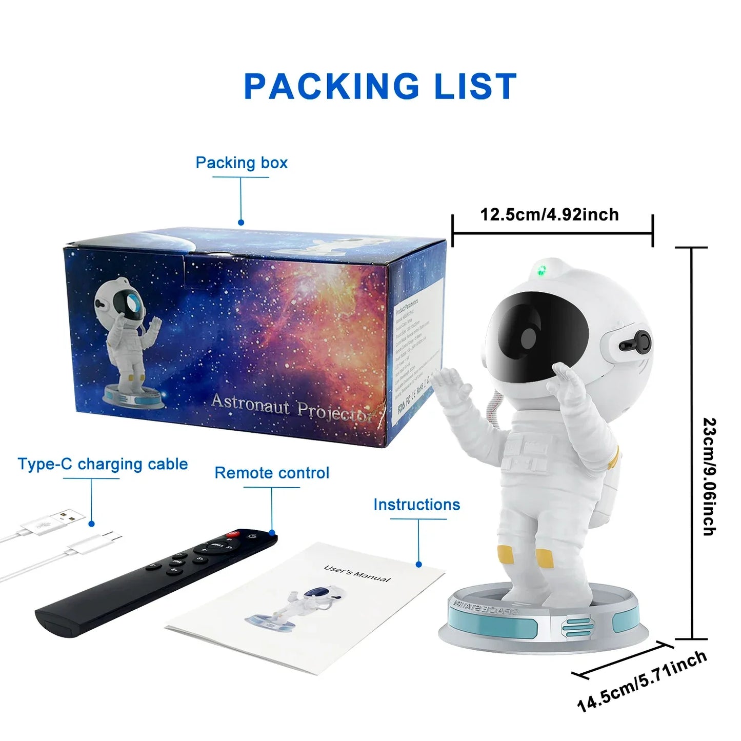 DecorBites™ Galaxy Astronaut Starry Projector Night Light for Bedroom Kids Gift