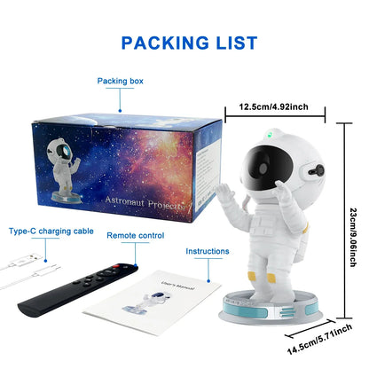 DecorBites™ Galaxy Astronaut Starry Projector Night Light for Bedroom Kids Gift