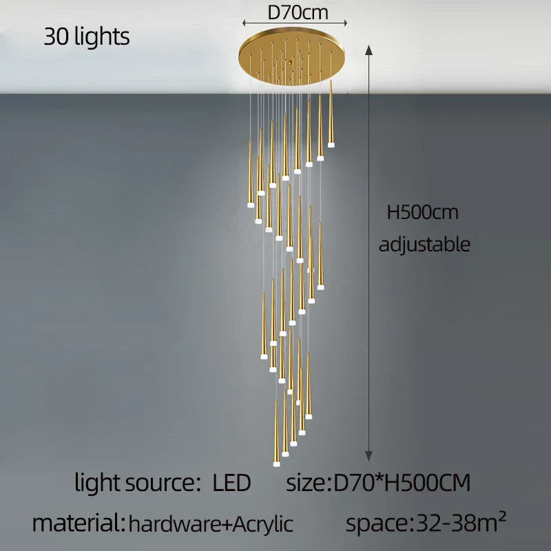 Decorbites™ Golden Tapered Chandelier LED - Moderne Innenbeleuchtung für Wohnzimmer, Küche und Flur