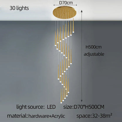 Decorbites™ Golden Tapered Chandelier LED - Moderne Innenbeleuchtung für Wohnzimmer, Küche und Flur