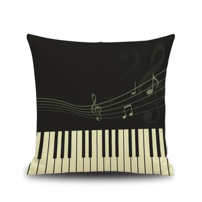 Decorbites™ Notenbrief Piano-Grafik-Druck Leinen-Kissenbezug 45x45cm Wohnzimmer-Dekoration