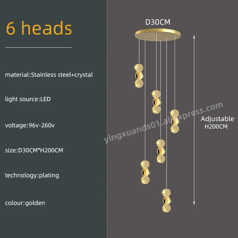 Gold Crystal Pendant Lamp 45-Head Design