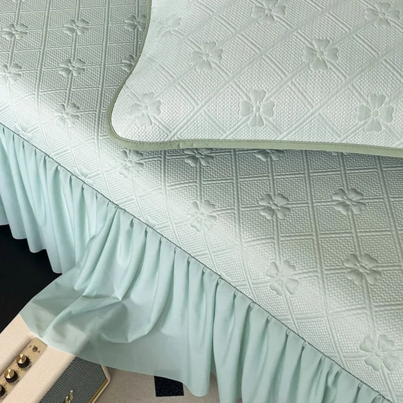 Decorbites™ Ice Bean Jacquard Bettrock-Set - 3 Teile, Sommergewaschene Matratzenauflage
