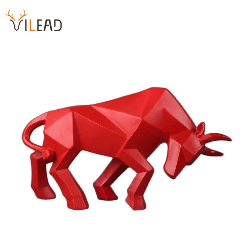 DecorBites™ Geometric Bull Sculpture - Modern Home Decor, Office, Living Room Ornament