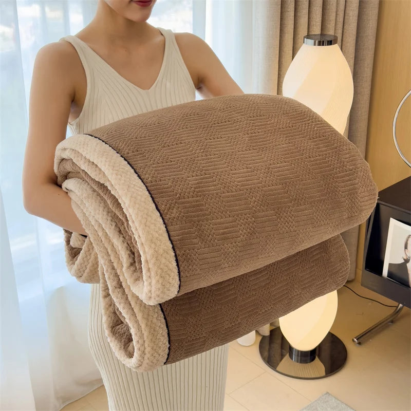 Decorbites™ Gemütliche Geschnitzte Samtdecke | Warm, Weich & Atmungsaktiv | Herbst Winter Sofabett Überwurf
