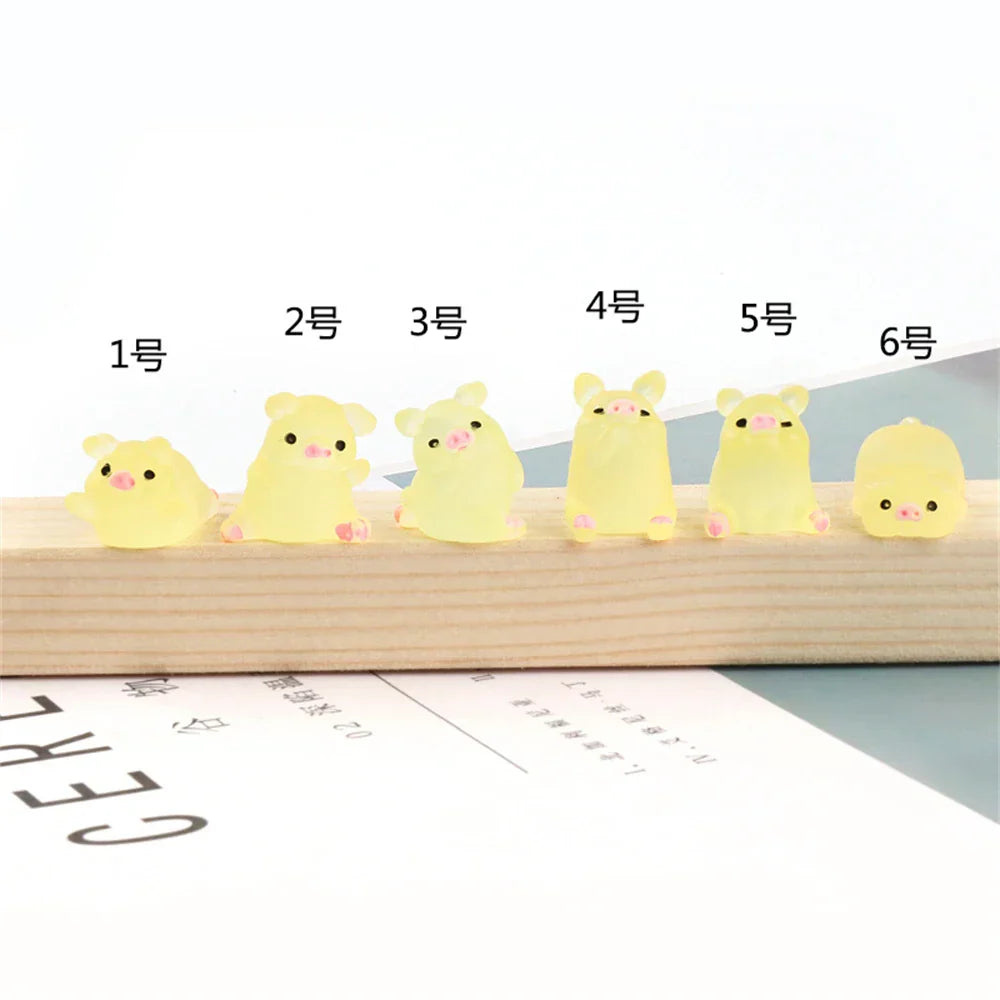 Decorbites™ Kawaii-Schweinchen-Miniaturen Terrarien-Figuren 6 Stk. Bastelarbeiten Heimdekoration