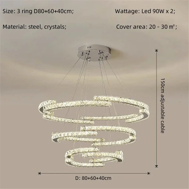 Decorbites™ Kristall-LED-Kronleuchter Anhängerleuchte Moderne Luxus-Eingangshalle Deckenlampe