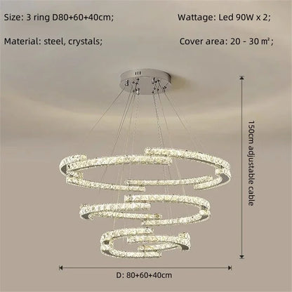 Decorbites™ Kristall-LED-Kronleuchter Anhängerleuchte Moderne Luxus-Eingangshalle Deckenlampe