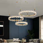 Gold Crystal Ring Pendant 80cm Luxurious Finish