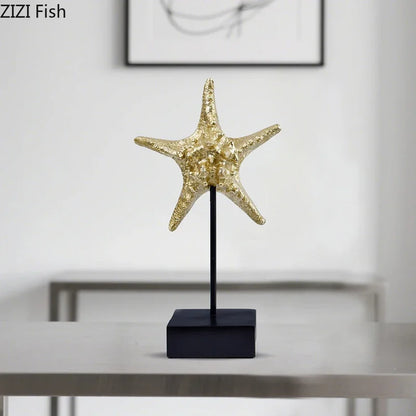 Decorbites™ Vergoldete Meerjungfrau-Statue Harz-Skulptur Raumdekoration Meeresorganismus-Ornament