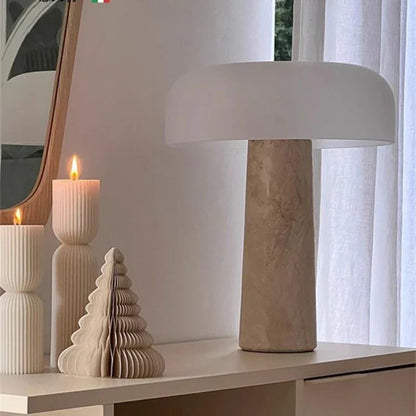 DecorBites™ Cream Marble Table Lamp: Modern LED Bedroom Lighting Fixture