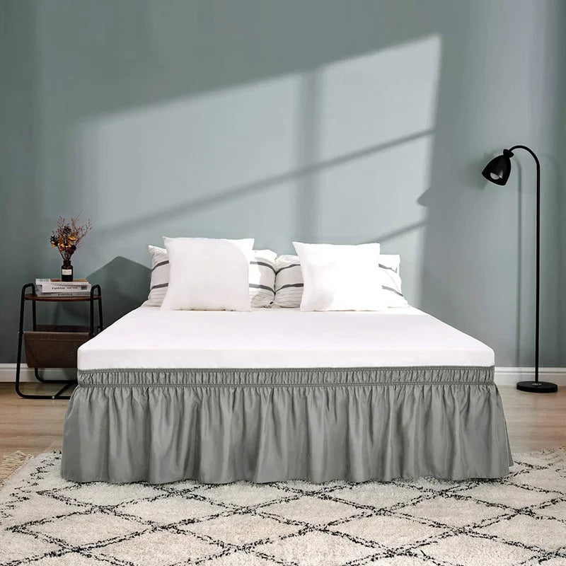 Decorbites™ Elastisches Bettrock - Weiches umlaufendes Rüschendesign - Verblassungsbeständige Einheitsfarbe