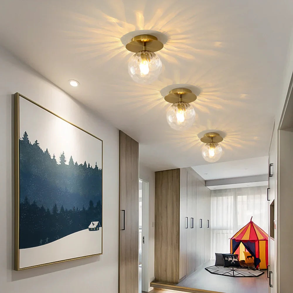 Gold Ball Glass Ceiling Lamp