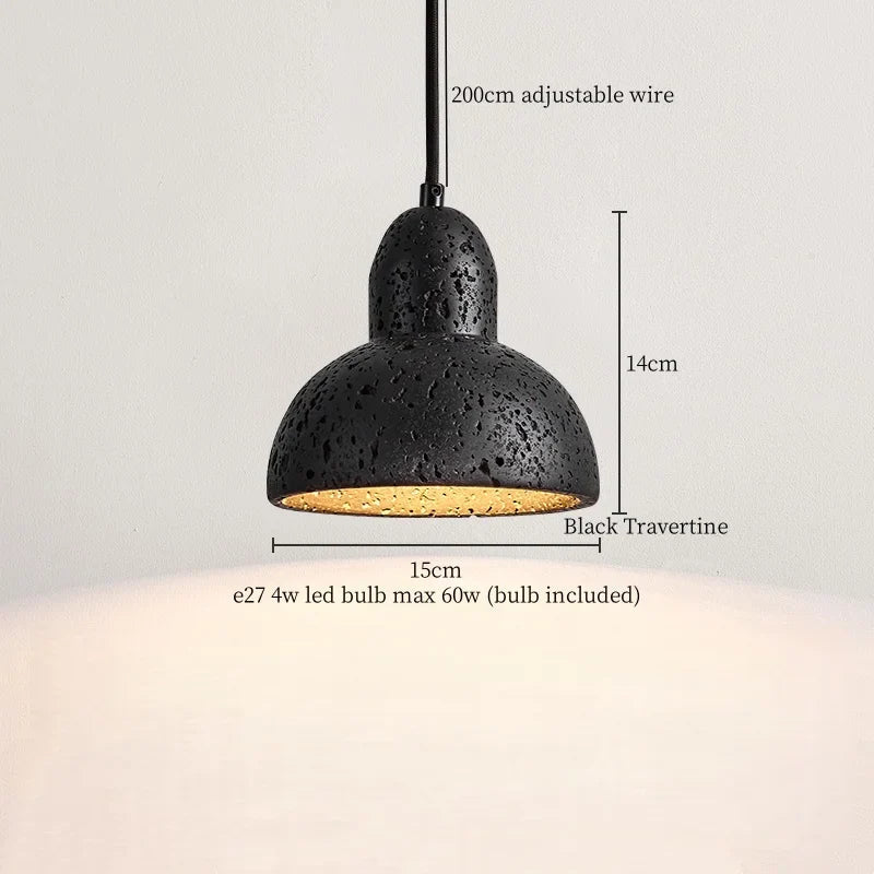 Decorbites™ Glasball-LED-Pendantleuchten Schwarz Travertin Wabi Sabi Hängelampe