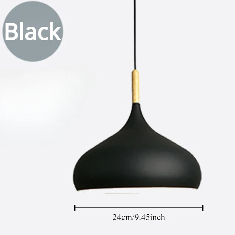Modern Macaron Aluminum Pendant Light With Wood Accent