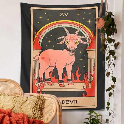 Decorbites™ Teufel Tarot Ziegen Wandhänger Tapisserie - Heimdekoration Hippie Studentenzimmer