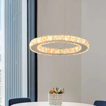 DecorBites™ Crystal Rings LED Chandelier Pendant Light Fixture