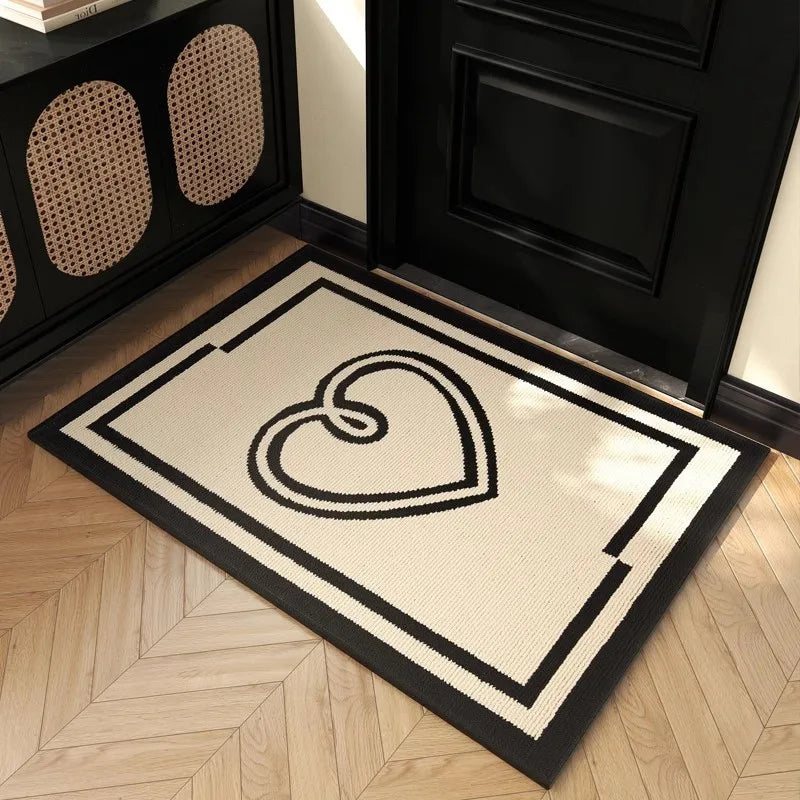 DecorBites™ Houndstooth Black Ivory Area Rug Decor Carpet Doormat Floor Mat