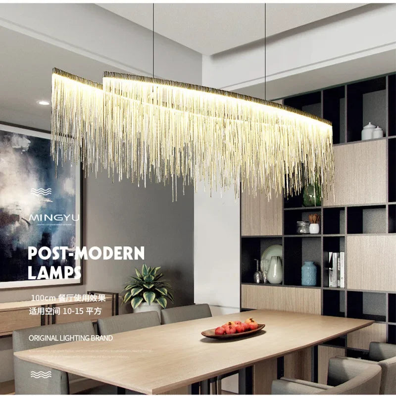 Decorbites™ LED-Aluminium-Quasten-Kronleuchter: Moderne Wasserfall-Hängeleuchte für Wohnzimmer, Hotel, Halle