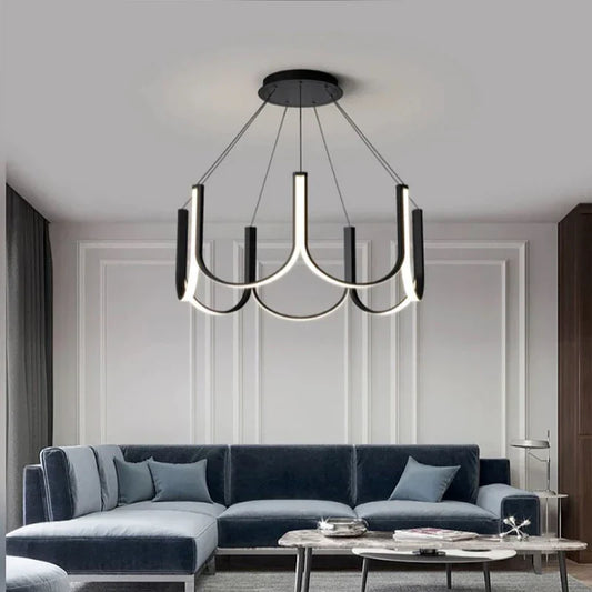 Decorbites™ LED-Kronleuchter: Schwarz-goldenes Aluminium-Hängeleuchte, Lampen für Salon, Esszimmer und Schlafzimmer