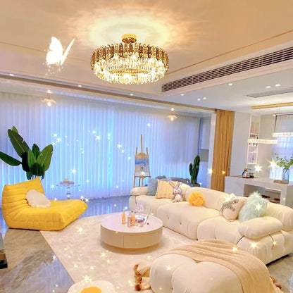 DecorBites™ Gold Crystal Chandelier: Luxury Lighting for Dining Living Bedroom Kitchen Island