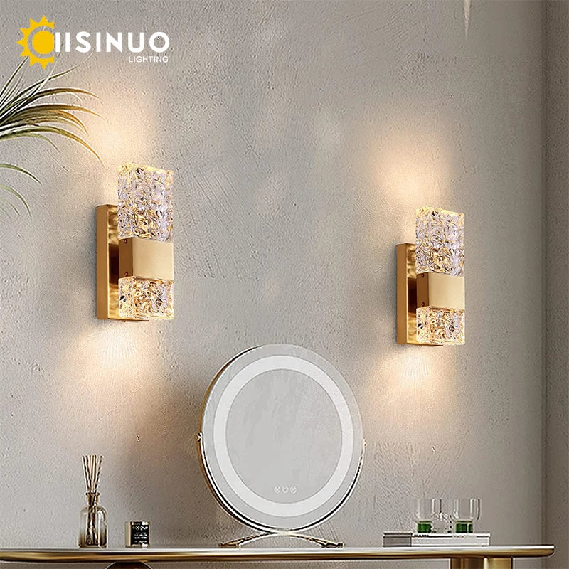 DecorBites™ Crystal LED Wall Light Remote Control Dimmable 3000K 6000K for Bedroom Hallway