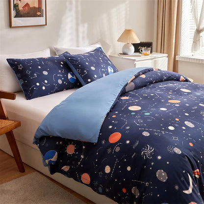 Decorbites™ Cosmos Leuchtendes Bettwäsche-Set King Queen Double Single Daunendecke Bezug Traumdecke
