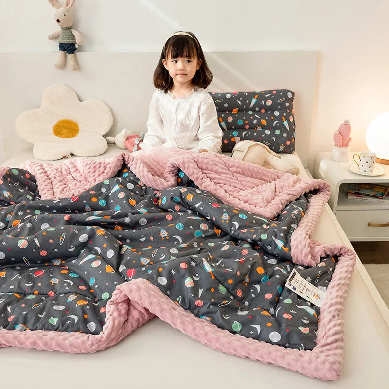 Decorbites™ Baumwoll-Blumendruck Doppelbettdecke | Retro Soothe Kuscheldecke Bettwäsche