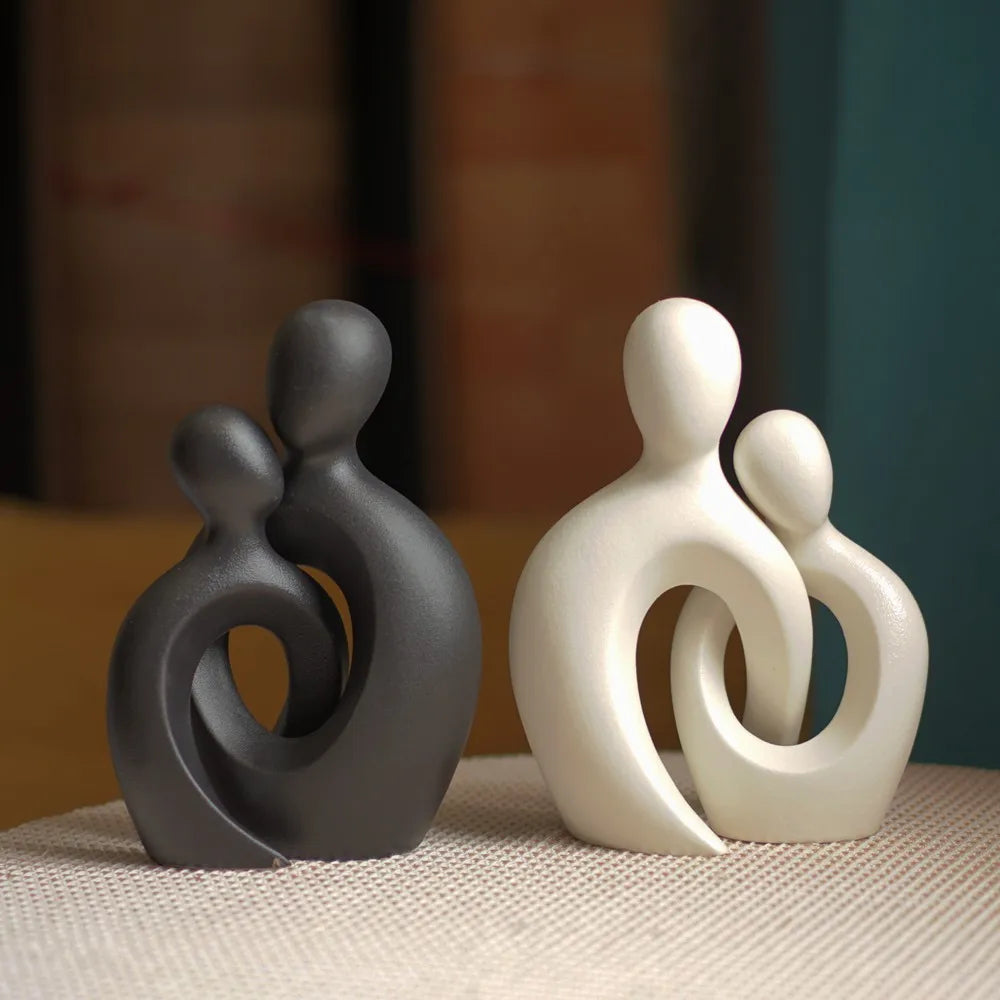 DecorBites™ Couple Love Sculpture Modern Nordic Abstract Ceramic Figurine Home Decor