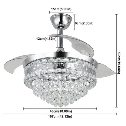 Decorbites™ Kristall-Lüfter-Leuchter LED-Licht ausklappbare Blätter dimmbar Fernbedienung modernes Wohnraumausstattung