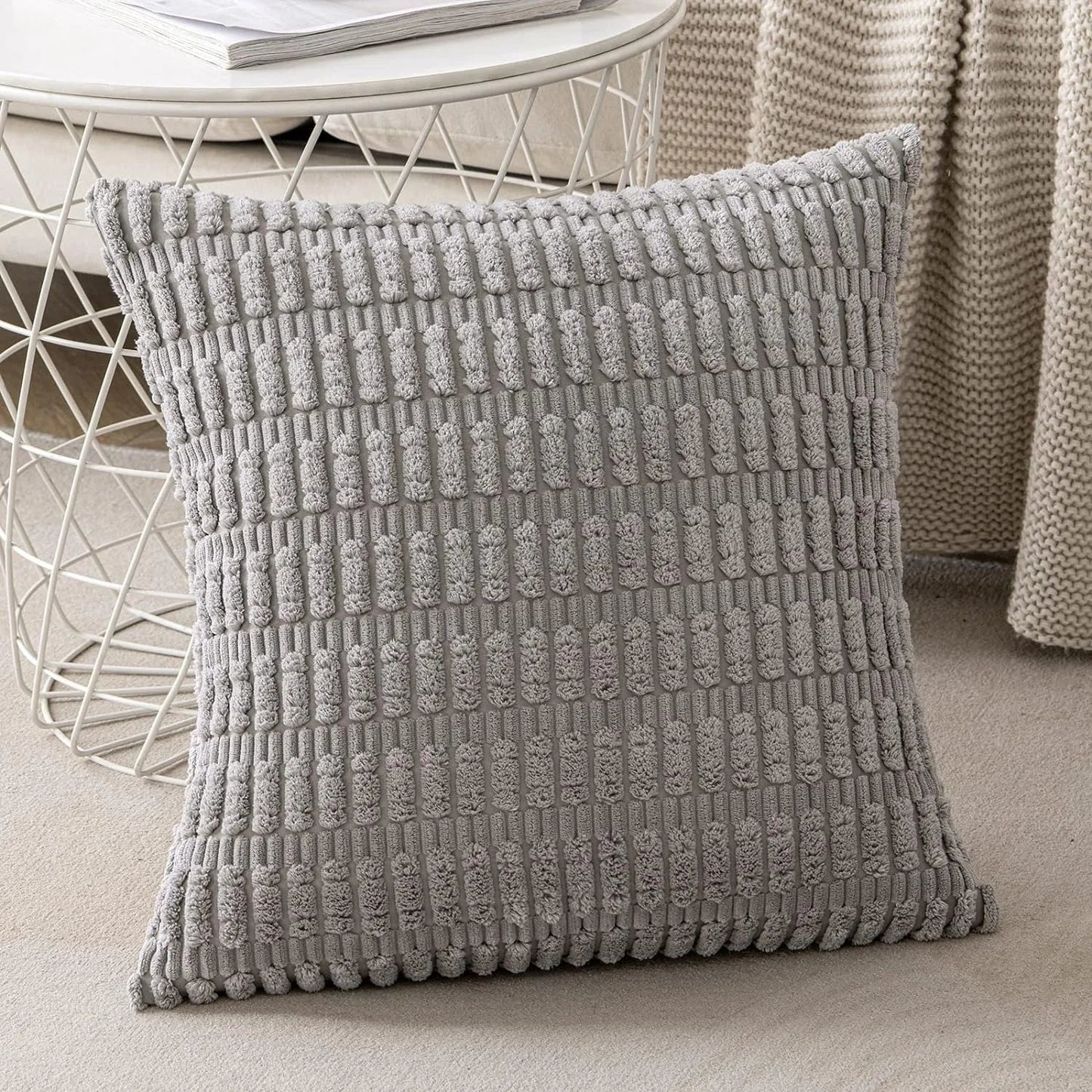Decorbites™ Kordstoff gestreiftes Kissenbezug 18x18 Zoll Luxus Polsterhülle für das Wohnzimmer