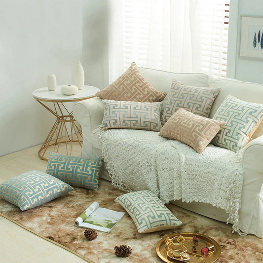 DecorBites™ Geometric Chenille Throw Pillowcase: Hidden Zipper Cushion Cover for Home Decor