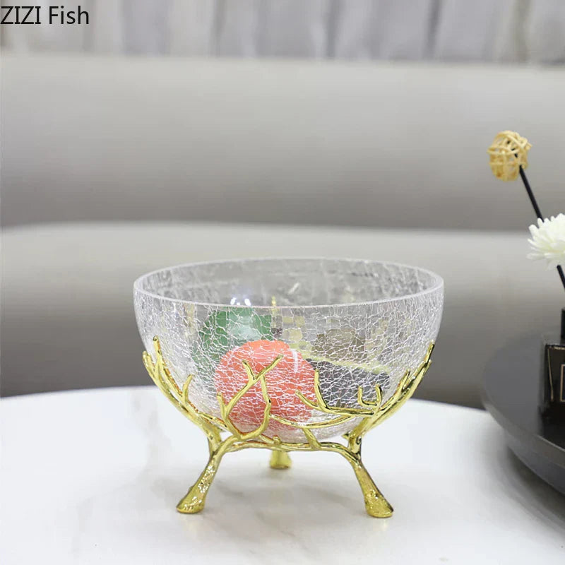 DecorBites™ Golden Branches Glass Bowl Set for Home Kitchen Desserts and Snacks