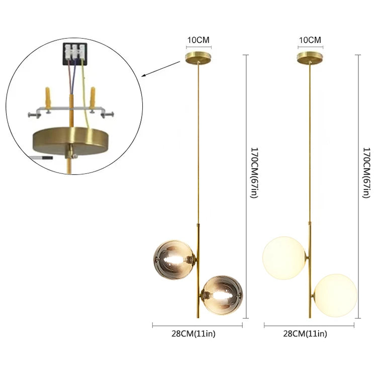 Copper Glass Pendant Light Multiple Voltages