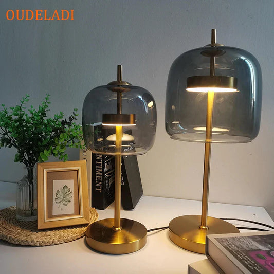 Decorbites™ Gold-Glas-LED-Schreibtischlampe für modernes Luxus-Home-Decor