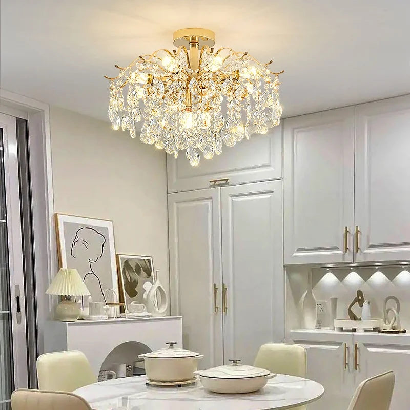 Decorbites™ K9 Kristall Gold Kronleuchter Deckenleuchte | Schlafzimmer Heimdekoration LED Deckenlampe