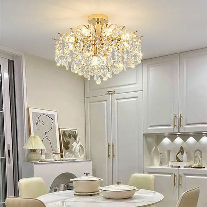 Decorbites™ K9 Kristall Gold Kronleuchter Deckenleuchte | Schlafzimmer Heimdekoration LED Deckenlampe