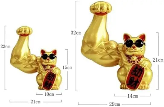 Resin Muscle Cat Sculpture