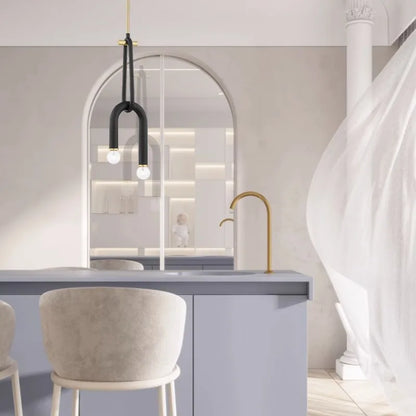Decorbites™ Schwarz Aluminium U-förmige Rohr Dimmbare LED-Kronleuchter für hohe Decken