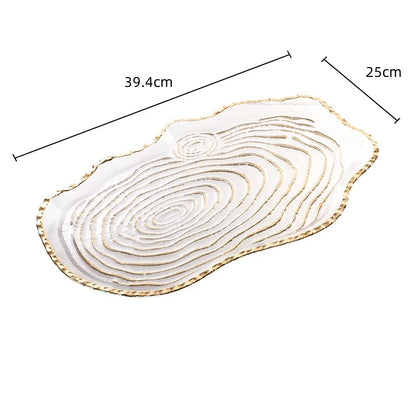 Decorbites™ Goldfolien-Glas-Tablett Geometrische Obstplatte Heimdekoration-Zubehör