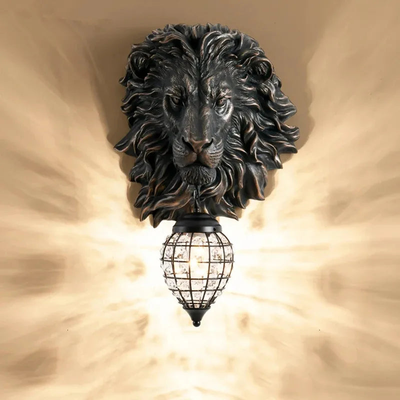 Decorbites™ Löwenkopf-Harz-Wandlampe: Europäischer Stil Wohnzimmerleuchte für die Hausdekoration
