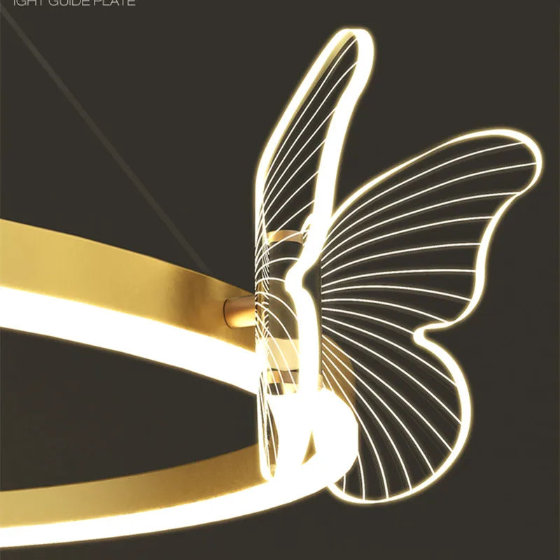 Gold Butterfly LED Chandelier For Bedroom