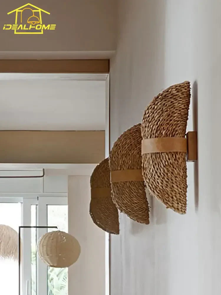 Decorbites™ Japanisches Wabi-Sabi Ratta-Gewebe Wandleuchte für die Raumdekoration
