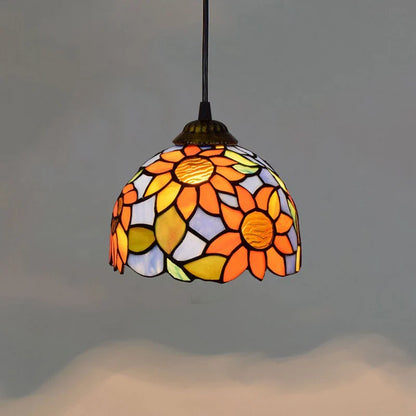 European Stained Glass Pendant Light, 20cm