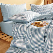 Cotton Grid Print Bed Set